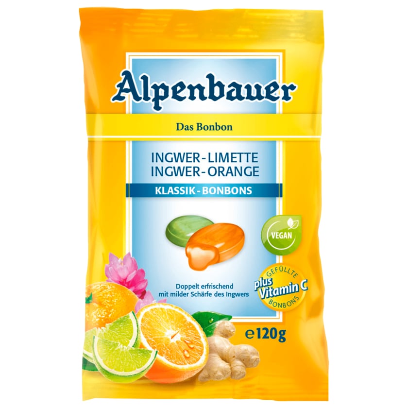 Alpenbauer Ingwer Limette Orange Klassik-Bonbons 120g